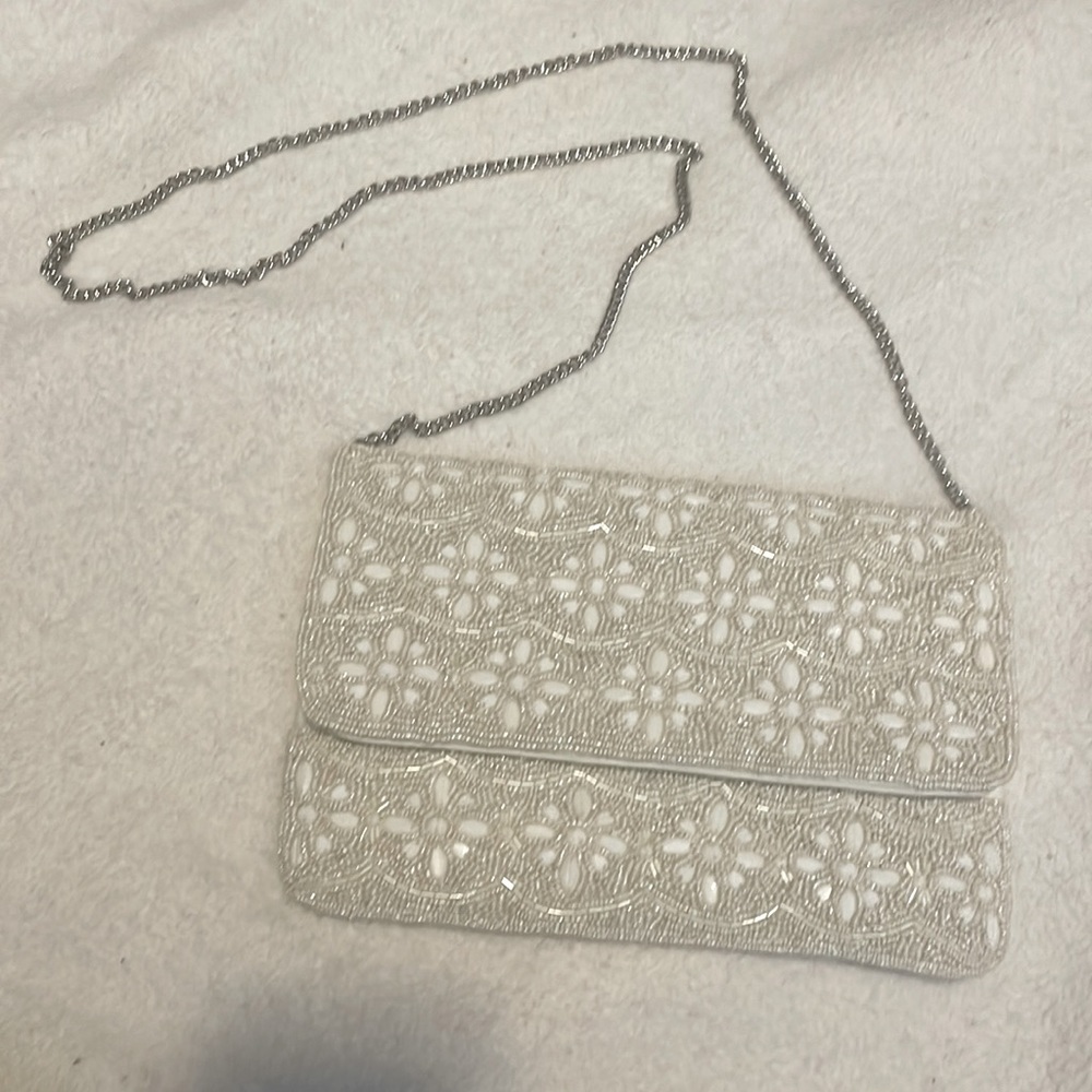 White beaded purse